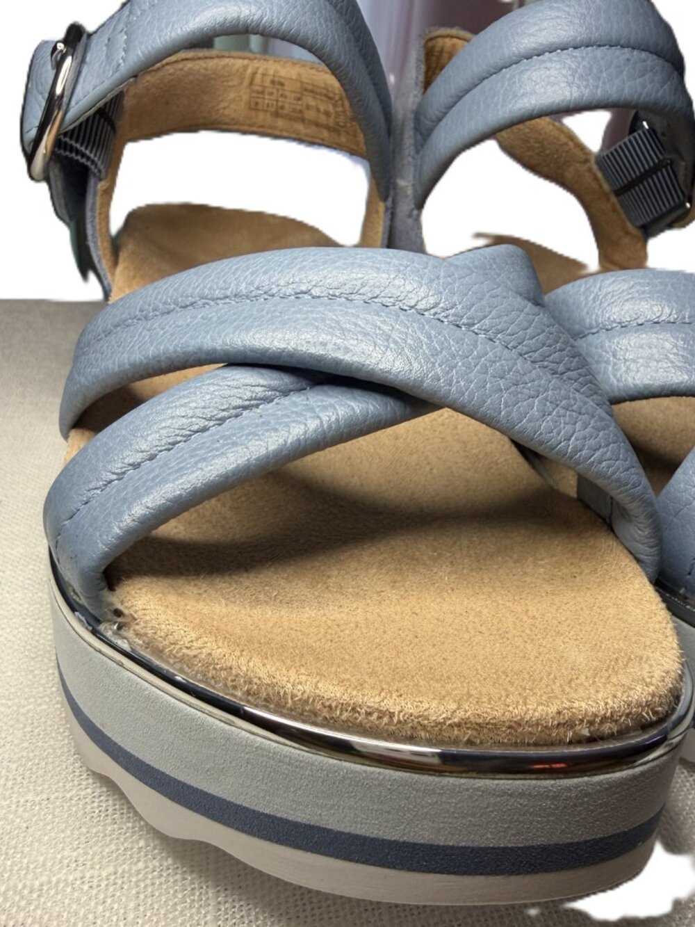 Vionic Reyna Leather Platform Slingback Sandals Light Blue Women's Size 9 - Picture 3 of 12
